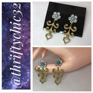 Convertible Sterling, Turquoise/Brass Earrings